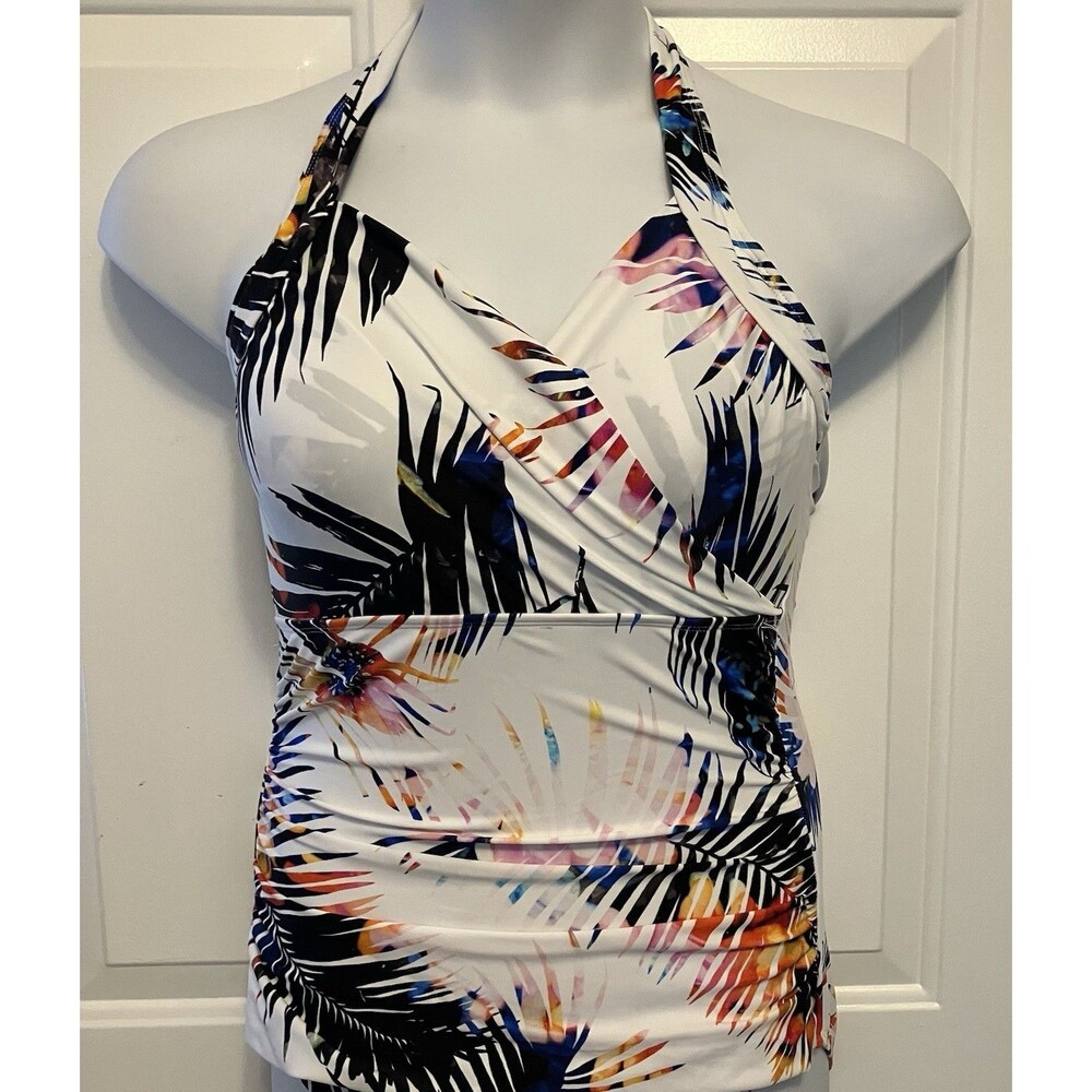 Cyn & Luca White Floral Size Medium Swimsuit One Piece Padded Underwire - Picture 2 of 6